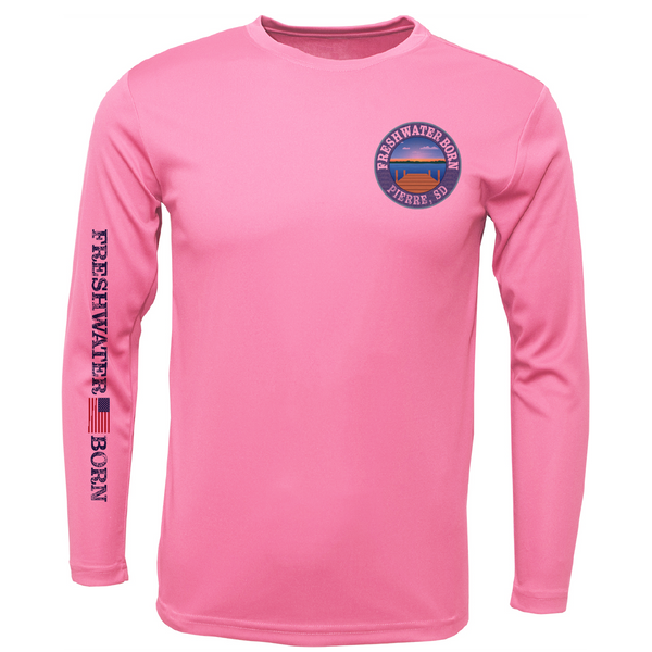 Pierre, SD Freshwater Born State Flag Men's Long Sleeve UPF 50+ Dry-Fit Shirt
