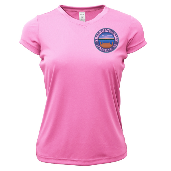 Freshwater Born Abbeville, MS Largemouth Bass Women's Short Sleeve UPF 50+ Dry-Fit Shirt