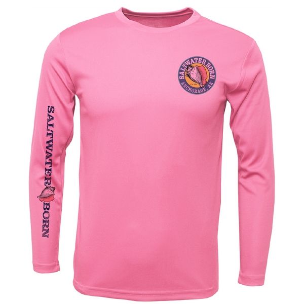 Anchorage, AK Northern Lights Whale Tail Boy's Long Sleeve UPF 50+ Dry-Fit Shirt