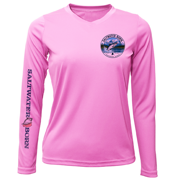 Anchorage, AK Salmon Women's Long Sleeve UPF 50+ Dry-Fit Shirt