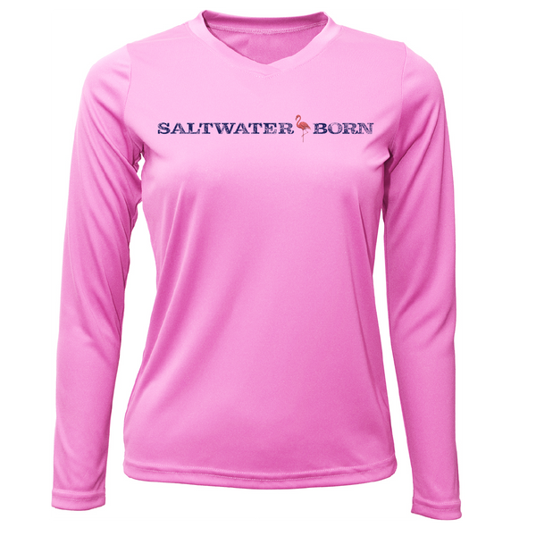 Saltwater Born Flamingo Women's Long Sleeve UPF 50+ Dry-Fit Shirt