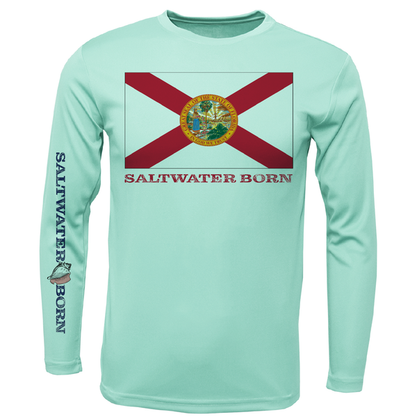 Key West, FL Florida Flag Long Sleeve UPF 50+ Dry-Fit Shirt