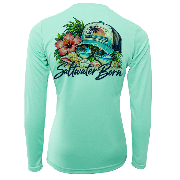 Saltwater Born Tropical State of Mind Women's Long Sleeve UPF 50+ Dry-Fit Shirt