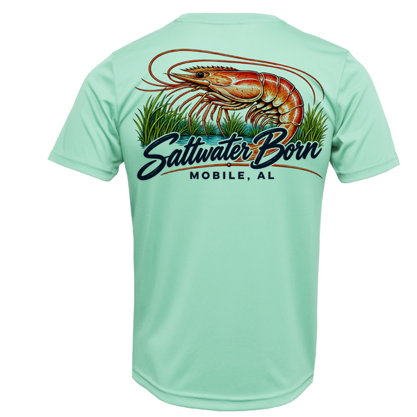 Mobile Bay, AL Shrimping Heritage Men's Short Sleeve UPF 50+ Dry-Fit Shirt