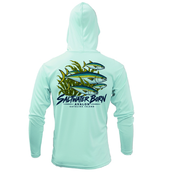 Avalon, CA Yellowtail Men's Long Sleeve UPF 50+ Dry-Fit Hoodie
