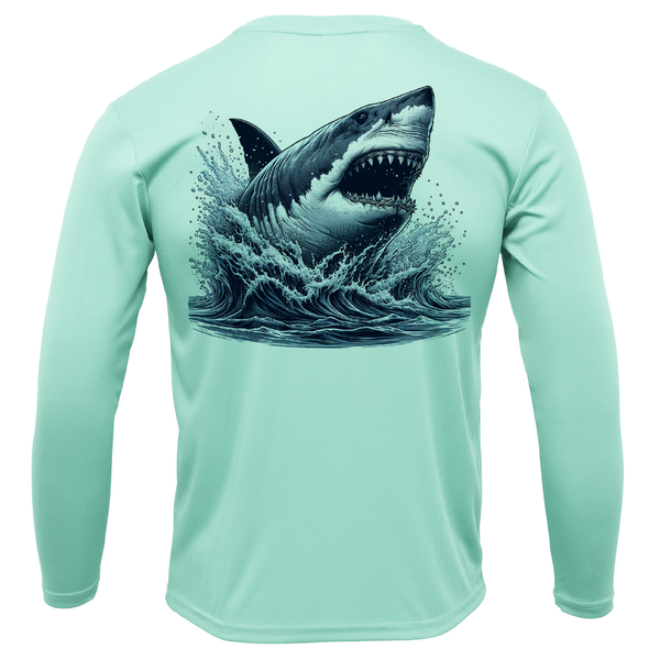 Cape Cod, MA Jaws Men's Long Sleeve UPF 50+ Dry-Fit Shirt