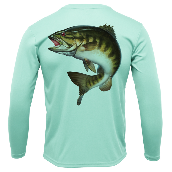 Michigan Freshwater Born Smallmouth Bass Boy's Long Sleeve UPF 50+ Dry-Fit Shirt