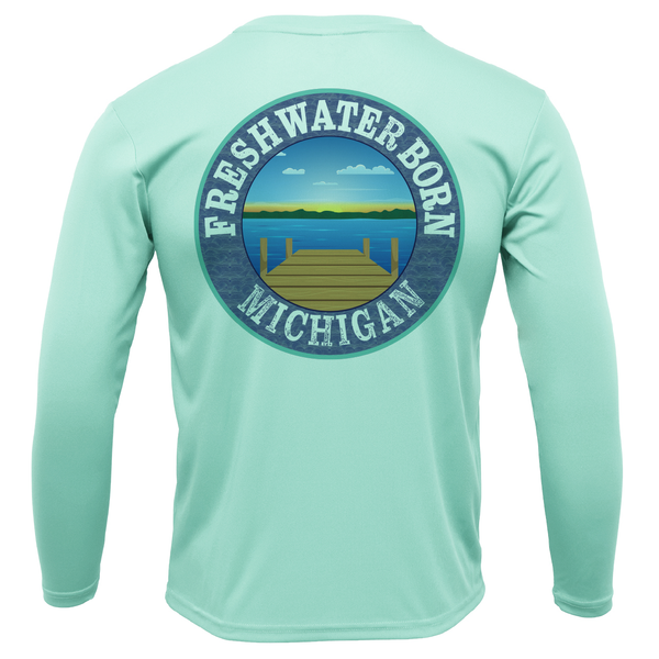 Michigan USA Freshwater Born Boy's Long Sleeve UPF 50+ Dry-Fit Shirt