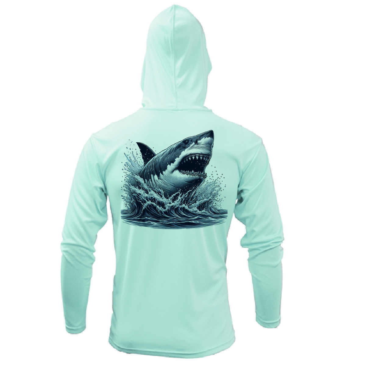 Cape Cod, MA Jaws Men's Long Sleeve UPF 50+ Dry-Fit Hoodie
