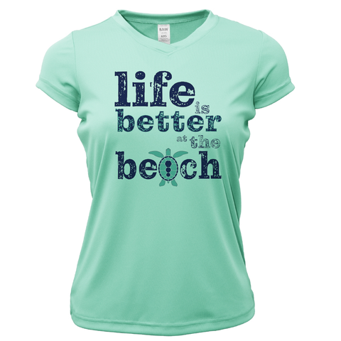 St. Pete Beach, FL "Life is Better At The Beach" Turtle Women's Short Sleeve UPF 50+ Dry-Fit Shirt