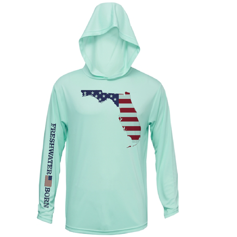 State of Florida USA Freshwater Born Long Sleeve UPF 50+ Dry-Fit Hoodie