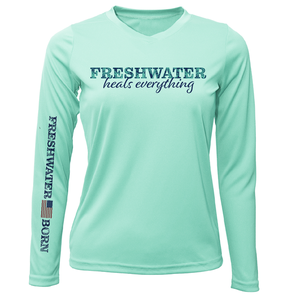 Michigan "Freshwater Heals Everything" Women's Long Sleeve UPF 50+ Dry-Fit Shirt
