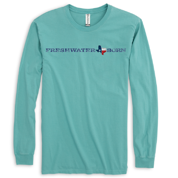 Texas Freshwater Born Linear Logo Men's Cotton Long Sleeve Shirt