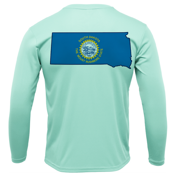 Pierre, SD Freshwater Born State Flag Men's Long Sleeve UPF 50+ Dry-Fit Shirt