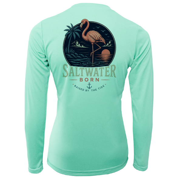 Saltwater Born Flamingo Women's Long Sleeve UPF 50+ Dry-Fit Shirt