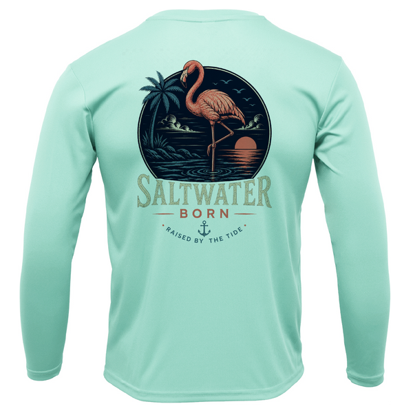 Saltwater Born Flamingo Men's Long Sleeve UPF 50+ Dry-Fit Shirt