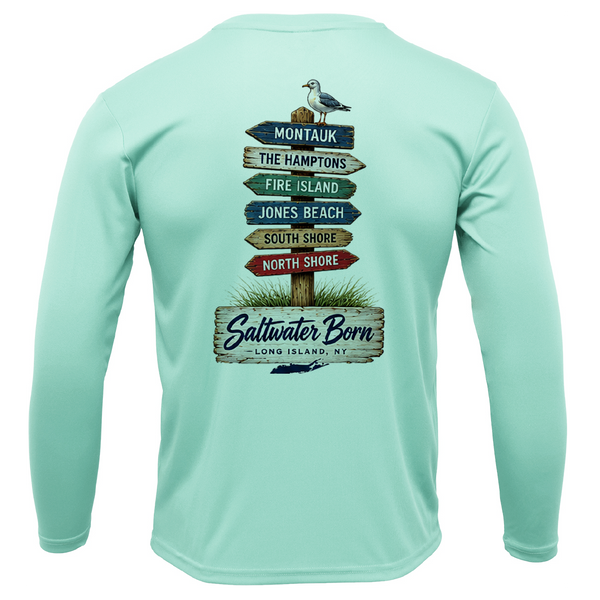 Long Island, NY Signs Men's Long Sleeve UPF 50+ Dry-Fit Shirt