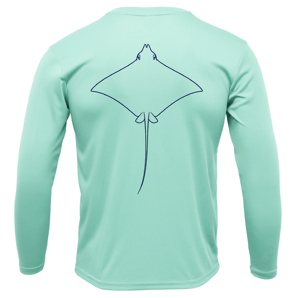 Eagle Ray Outline Men's Long Sleeve UPF 50+ Dry-Fit Shirt