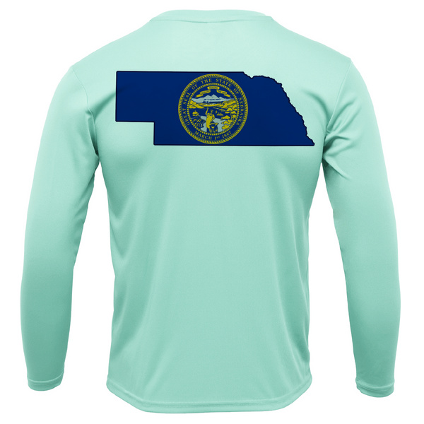 Nebraska Freshwater Born State Flag Men's Long Sleeve UPF 50+ Dry-Fit Shirt