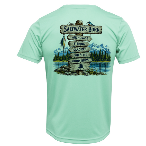 Anchorage, AK Adventure Signpost Men's Short Sleeve UPF 50+ Dry-Fit Shirt