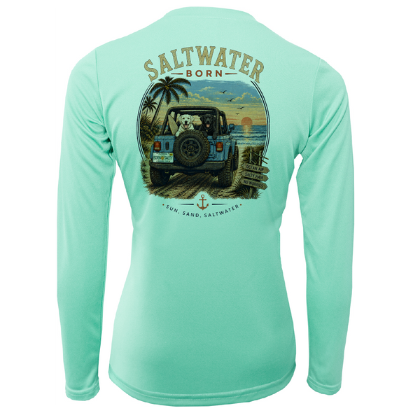 Saltwater Born Black and White Labs Women's Long Sleeve UPF 50+ Dry-Fit Shirt
