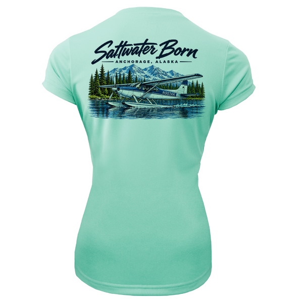 Anchorage, AK Bush Plane Women's Short Sleeve UPF 50+ Dry-Fit Shirt