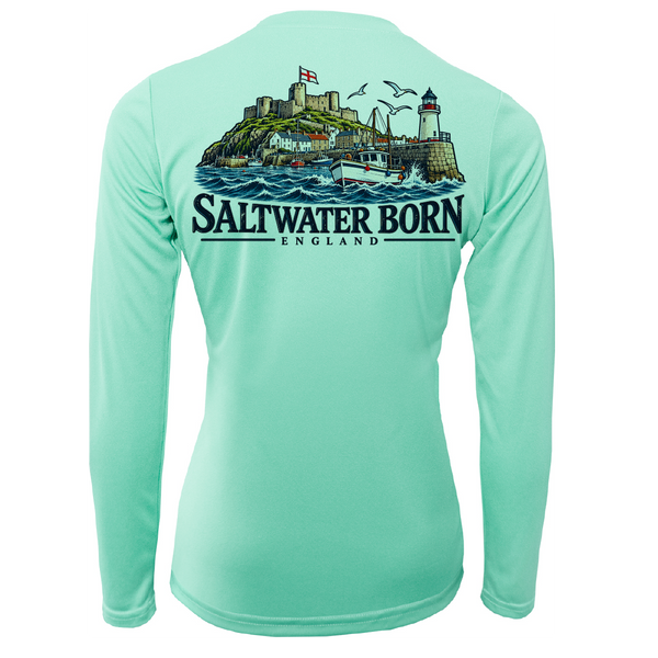 Saltwater Born England Coastal Harbour Women's Long Sleeve UPF 50+ Dry-Fit Shirt