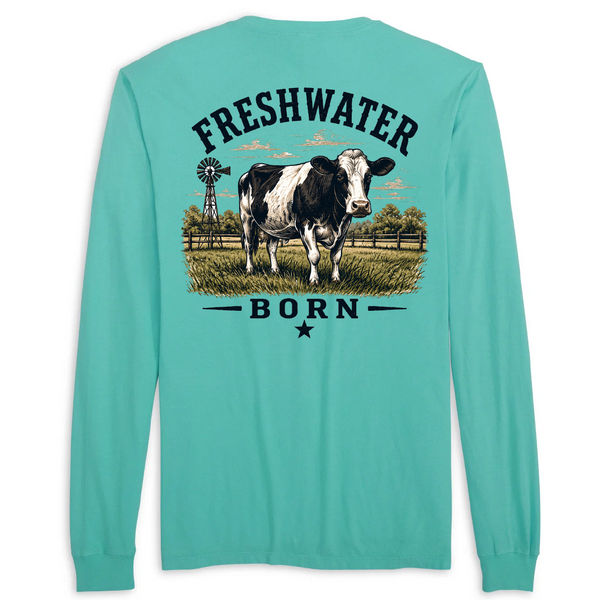 Freshwater Born- Holstein Cow Men's Cotton Long Sleeve Shirt