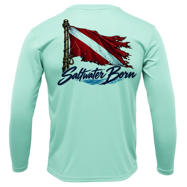 Saltwater Born Diver Down Dive Flag Men's Long Sleeve UPF 50+ Dry-Fit Shirt