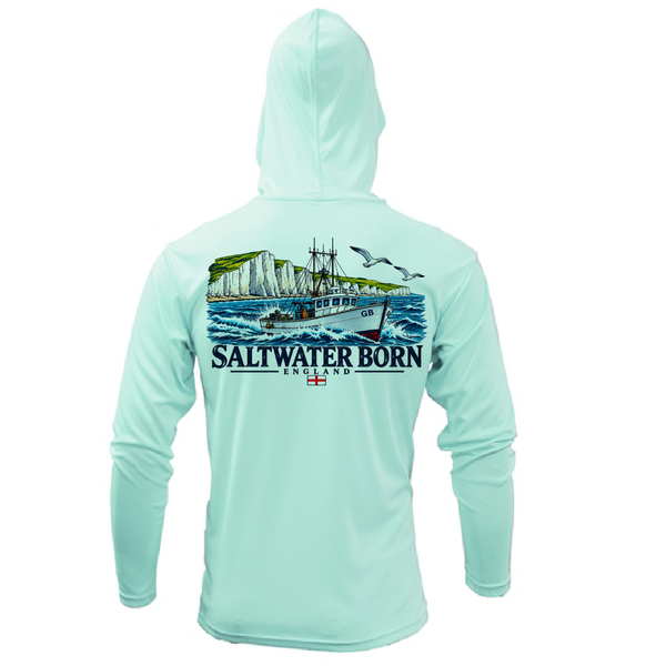 Saltwater Born England's Working Coast Men's Long Sleeve UPF 50+ Dry-Fit Hoodie