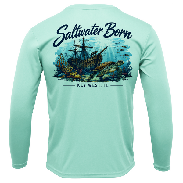 Key West, FL Sunken Pirate Ship Men's Long Sleeve UPF 50+ Dry-Fit Shirt
