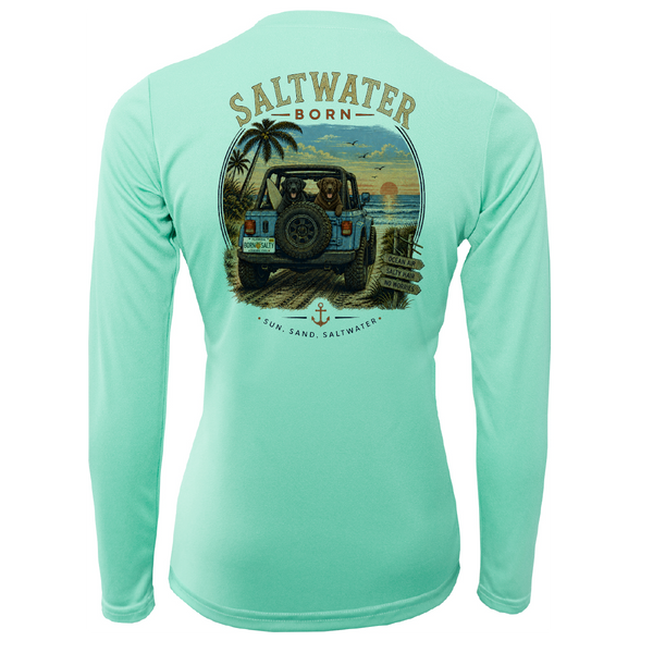 Saltwater Born Black and Brown Labs Women's Long Sleeve UPF 50+ Dry-Fit Shirt