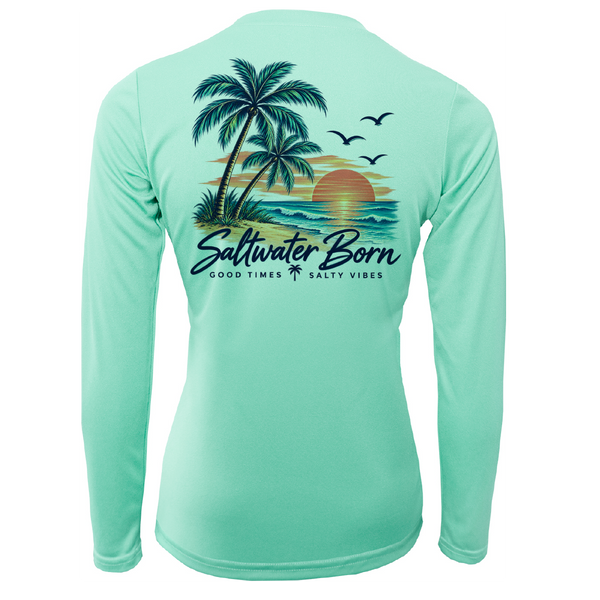 Saltwater Born Good Times Salty Vibes Women's Long Sleeve UPF 50+ Dry-Fit Shirt