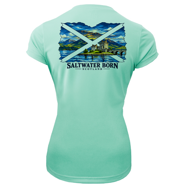 Saltwater Born Scottish Highlands Crossing Women's Short Sleeve UPF 50+ Dry-Fit Shirt