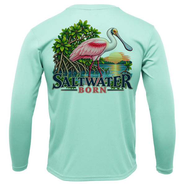 Roseate Spoonbill Men's Long Sleeve UPF 50+ Dry-Fit Shirt