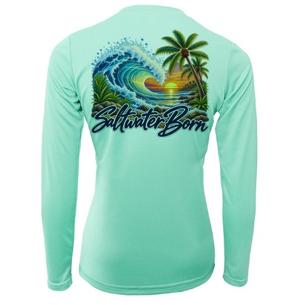 Saltwater Born Tropical Wave Women's Long Sleeve UPF 50+ Dry-Fit Shirt