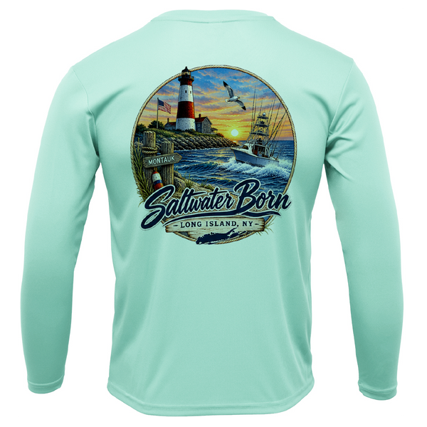 Long Island, NY Lighthouse Men's Long Sleeve UPF 50+ Dry-Fit Shirt