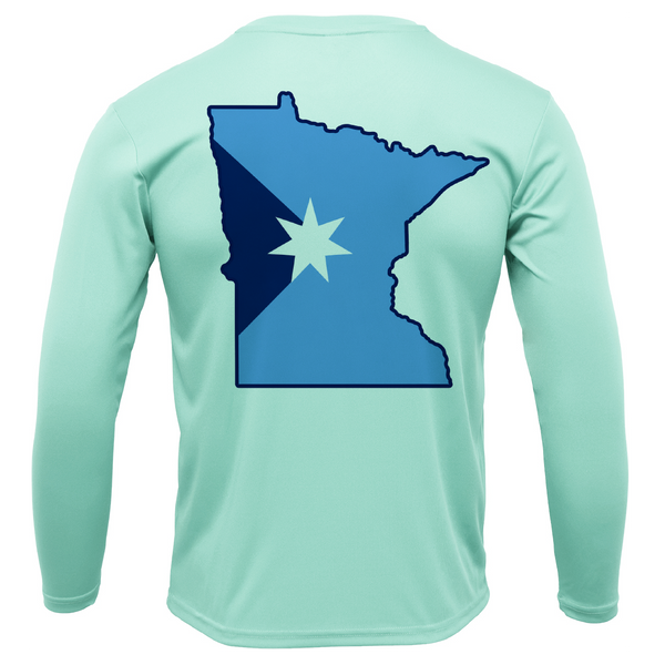Bear Lake, MN Freshwater Born State Flag Men's Long Sleeve UPF 50+ Dry-Fit Shirt