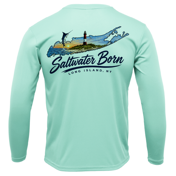 Long Island, NY Geography Men's Long Sleeve UPF 50+ Dry-Fit Shirt