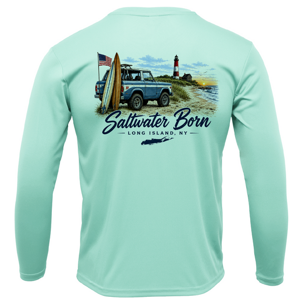 Long Island, NY Saltwater Born Beach Truck Men's Long Sleeve UPF 50+ Dry-Fit Shirt