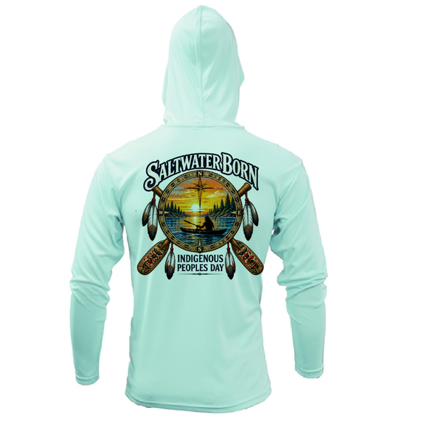 Indigenous People's Day Sunset Paddle Men's Long Sleeve UPF 50+ Dry-Fit Hoodie