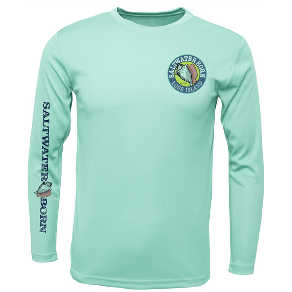 Long Island, NY State Flag Outline Men's Long Sleeve UPF 50+ Dry-Fit Shirt