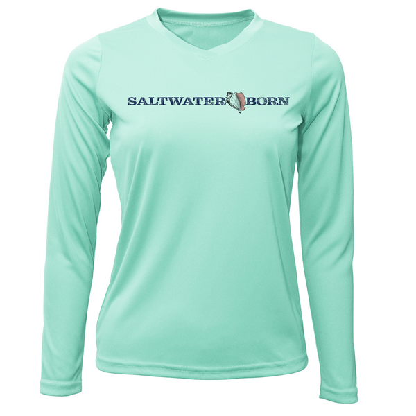 Saltwater Born Black and White Labs Women's Long Sleeve UPF 50+ Dry-Fit Shirt