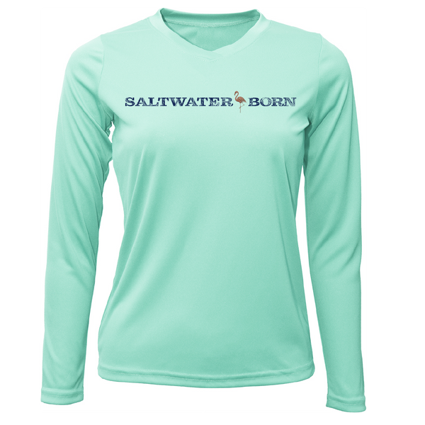 Saltwater Born Flamingo Women's Long Sleeve UPF 50+ Dry-Fit Shirt