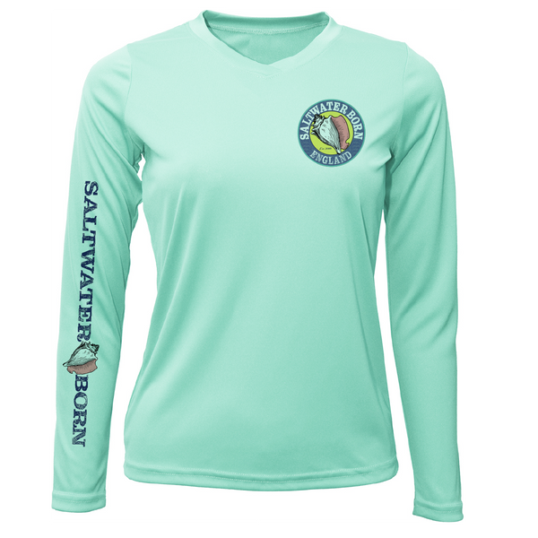 Saltwater Born England Coastal Harbour Women's Long Sleeve UPF 50+ Dry-Fit Shirt