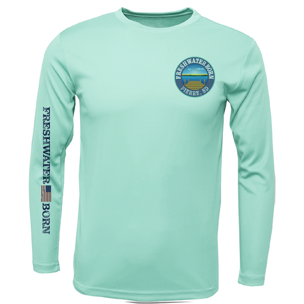 Pierre, SD Freshwater Born State Flag Men's Long Sleeve UPF 50+ Dry-Fit Shirt