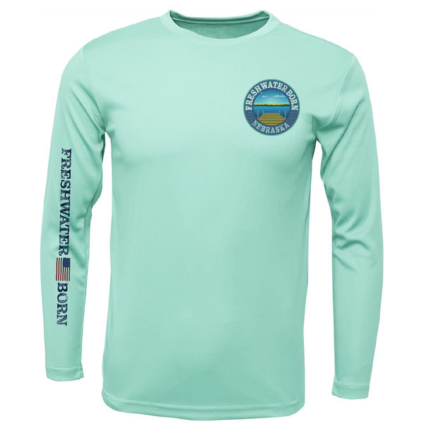 Nebraska Freshwater Born State Flag Men's Long Sleeve UPF 50+ Dry-Fit Shirt