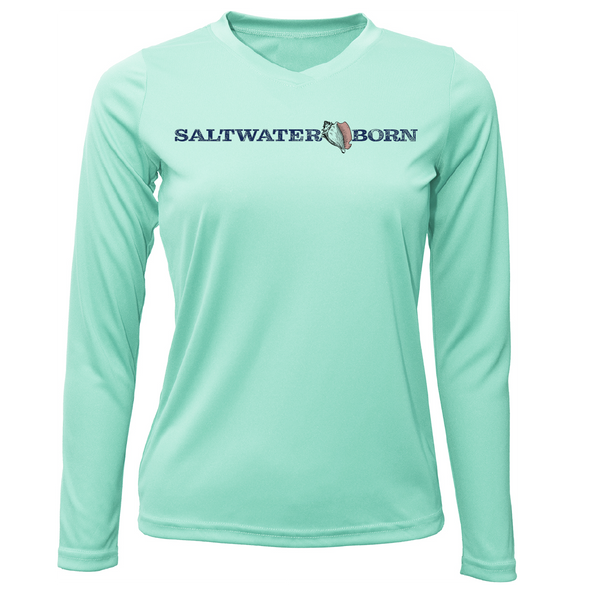 Saltwater Born Reef Manta Ray Women's Long Sleeve UPF 50+ Dry-Fit Shirt