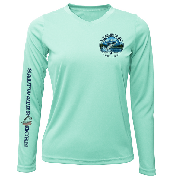 Anchorage, AK Salmon Women's Long Sleeve UPF 50+ Dry-Fit Shirt