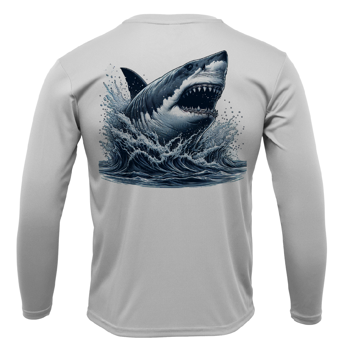 Cape Cod, MA Jaws Boy's Long Sleeve UPF 50+ Dry-Fit Shirt